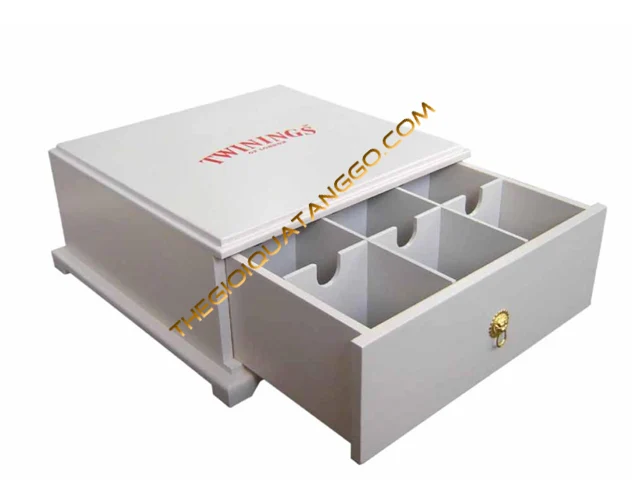 Hộp Trà Gỗ Màu Trắng Đẹp